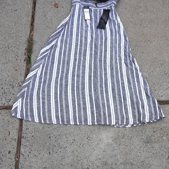 NWT BCBG MaxAzria Linen Blend Striped Cut-Out Halter Midi Dress 0 - Picture 10 of 11